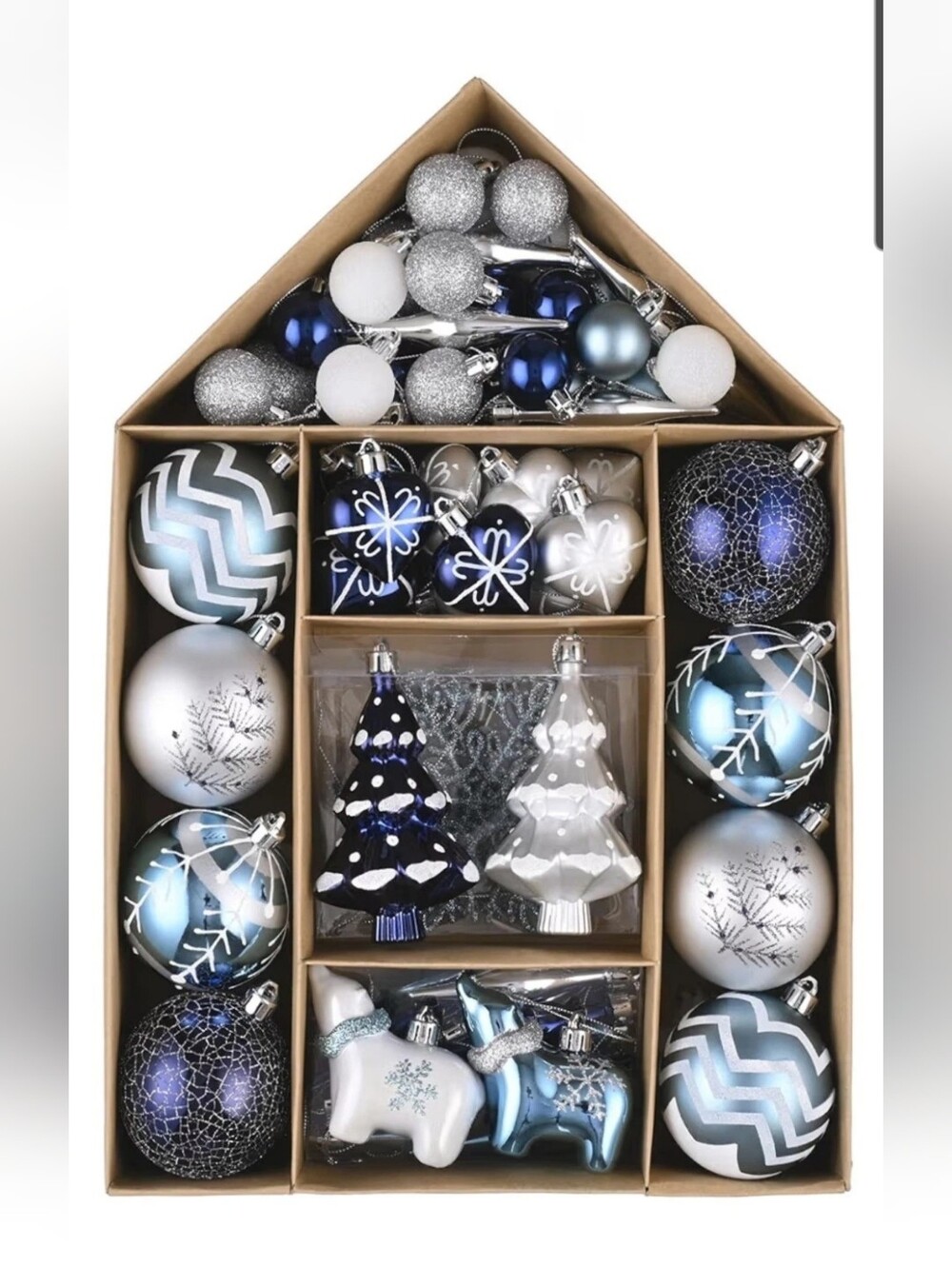 Blue & Silver Shatterproof Holiday Ornament Gift Set